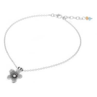 Alternate image for Handmade Quartz and Silver Floral Anklet from Thailand Charm in Bloom