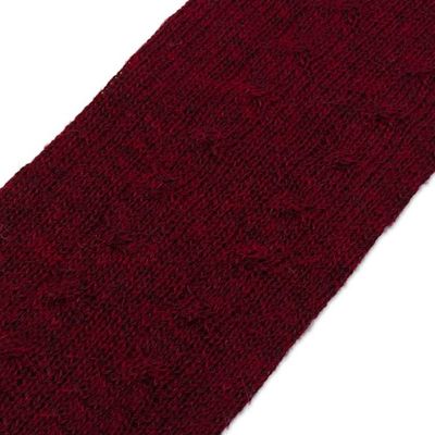 Alternate image for Burgundy 100 Baby Alpaca Cable Knit Fingerless Mitts Luscious Twist in Burgundy