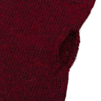 Alternate image for Burgundy 100 Baby Alpaca Cable Knit Fingerless Mitts Luscious Twist in Burgundy