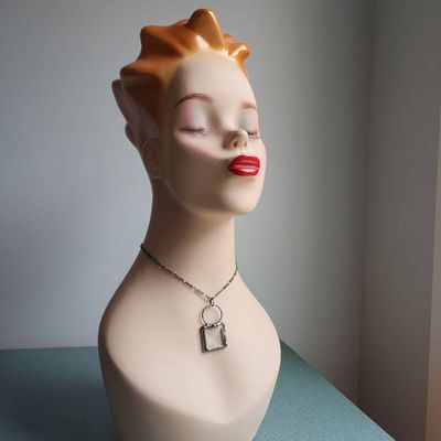 Alternate image for Glass Bevel Necklace for Women, Geometric Prism Pendant, Kaleidoscope Jewelry