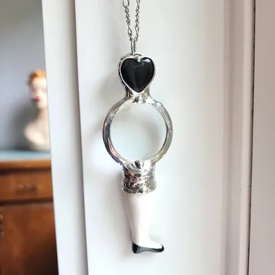 Alternate image for Magnifying Glass Necklace Handmade Doll Leg Pendant Upcycled Antique Curiosity Magnifier