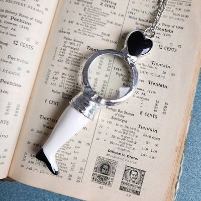 Alternate image for Magnifying Glass Necklace Handmade Doll Leg Pendant Upcycled Antique Curiosity Magnifier