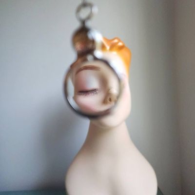 Alternate image for Magnifying Glass Necklace, Handmade Artisan Magnifier Pendant, Multicolored Iridescent Glass Accent