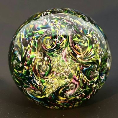 Alternate image for Northern Lights - Round Handblown Glass Paperweight