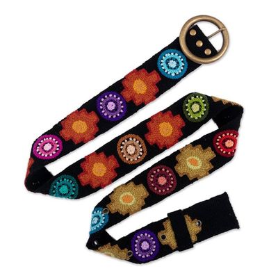 Alternate image for Inca-Themed Colorful Embroidered Wool Belt from the Andes Dawn Star