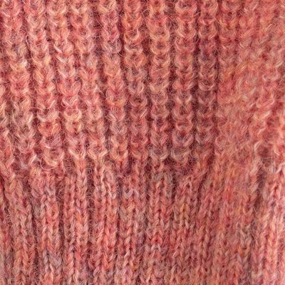 Alternate image for Knit Alpaca and Wool Blend Fingerless Mitts in Coral Red Coral Epoch