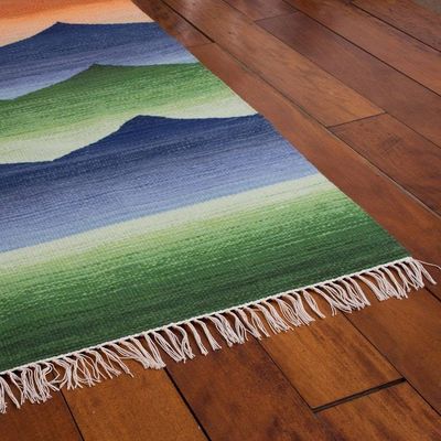 Alternate image for Peruvian Hand Loomed Wool Area Rug 4x6 Sunset