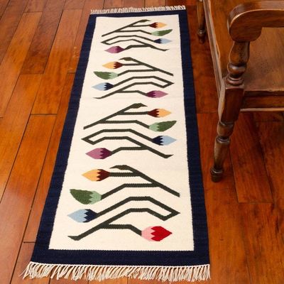 Alternate image for Handcrafted Floral Wool Area Rug 2x5.5 Spring Buds