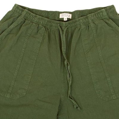 Alternate image for Woven Mens 100 Cotton Pants Dyed in a Laurel Green Hue Washed Laurel