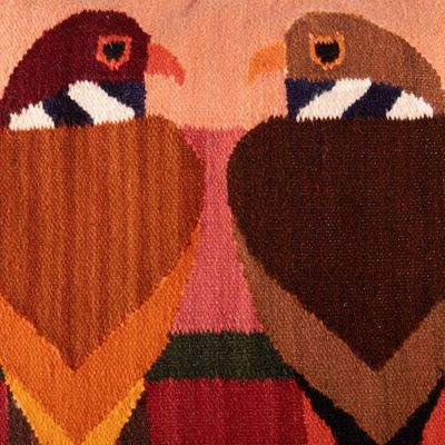 Alternate image for Nature-Themed Wool Falcon Cushion Cover in a Warm Palette Evening Falcons