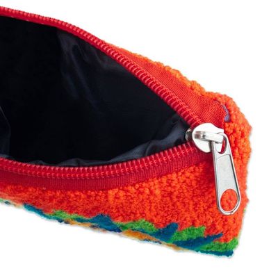 Alternate image for Sun-Themed Handcrafted Orange Coin Purse from Colombia La Guajira Sun