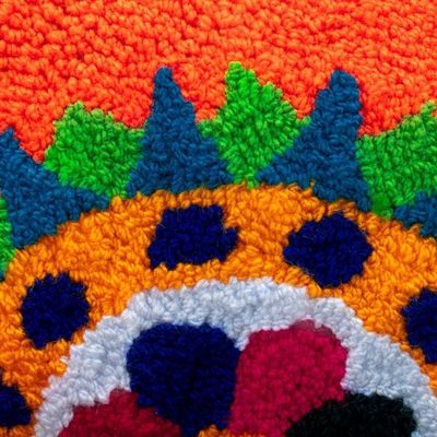 Alternate image for Sun-Themed Handcrafted Orange Coin Purse from Colombia La Guajira Sun