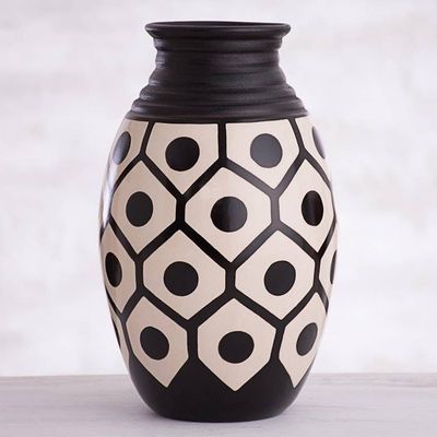 Alternate image for Geometric Chulucanas Ceramic Decorative Vase from Peru Chulucanas Geometry