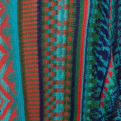Alternate image for Bohemian Knit Sweater from Peru in Turquoise Stripes Lima Dance