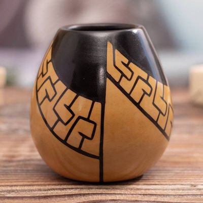 Alternate image for Handcrafted Folk Art Chulucanas Ceramic Decorative Vase Andean Path