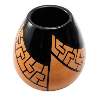 Alternate image for Handcrafted Folk Art Chulucanas Ceramic Decorative Vase Andean Path