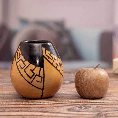 Alternate image for Handcrafted Folk Art Chulucanas Ceramic Decorative Vase Andean Path