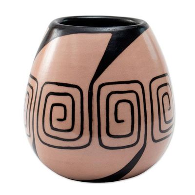 Alternate image for Spiral-Themed Folk Art Chulucanas Ceramic Decorative Vase Spiral of Life