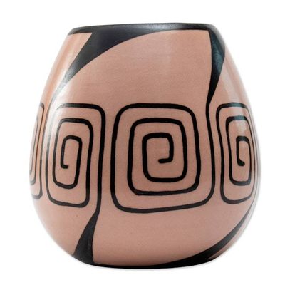 Alternate image for Spiral-Themed Folk Art Chulucanas Ceramic Decorative Vase Spiral of Life