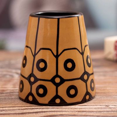 Alternate image for Modern Geometric Folk Art Chulucanas Ceramic Decorative Vase Northern Sun
