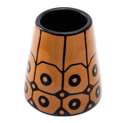 Alternate image for Modern Geometric Folk Art Chulucanas Ceramic Decorative Vase Northern Sun