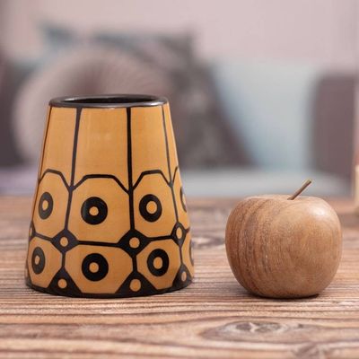 Alternate image for Modern Geometric Folk Art Chulucanas Ceramic Decorative Vase Northern Sun