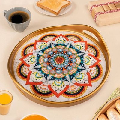 Alternate image for Artisan Crafted Reverse-Painted Glass Tray Healing Colors