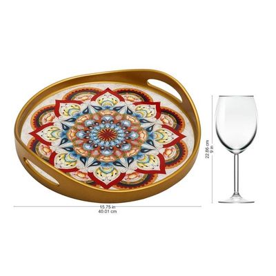 Alternate image for Artisan Crafted Reverse-Painted Glass Tray Healing Colors