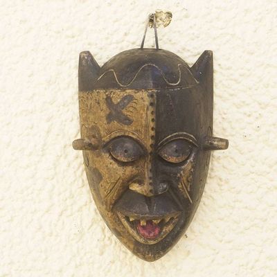 Alternate image for Hand Made African Sese Wood Mask Bakongo Grin