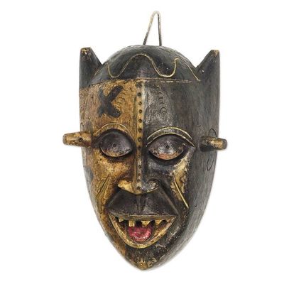 Alternate image for Hand Made African Sese Wood Mask Bakongo Grin
