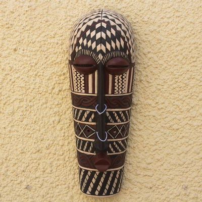 Alternate image for Sese Wood and Recycled Glass Beaded Mask Songye II