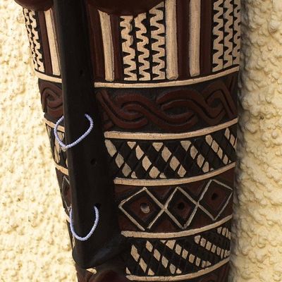 Alternate image for Sese Wood and Recycled Glass Beaded Mask Songye II