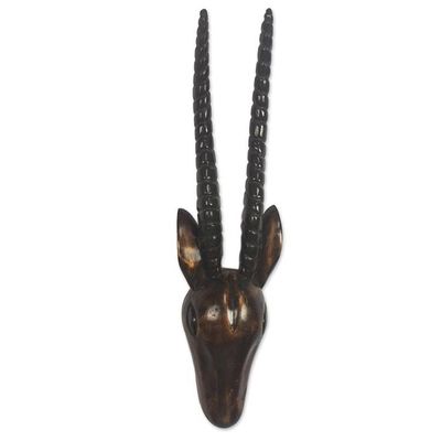 Alternate image for Hand Carved Sese Wood Antelope Mask Antelope Head II