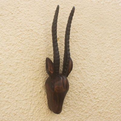 Alternate image for Hand Carved Sese Wood Antelope Mask Antelope Head II