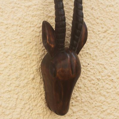 Alternate image for Hand Carved Sese Wood Antelope Mask Antelope Head II