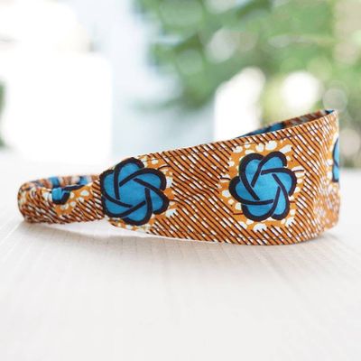 Alternate image for Handcrafted Blue and Orange Patterned Cotton Headband Sunrise Crown
