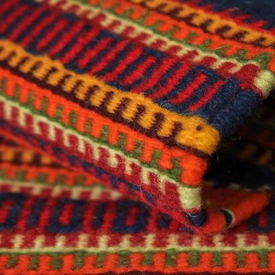 Alternate image for Multicolored Zapotec Wool Rug Waves of Dawn