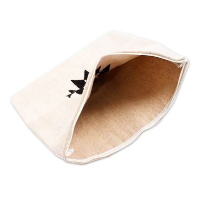 Alternate image for Zapotec Handwoven Wool Cushion Cover in Wheat and Black Chic Geometry