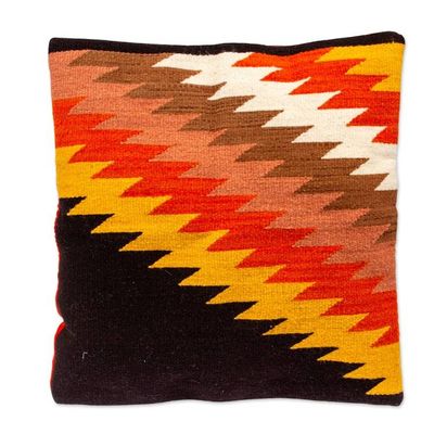 Alternate image for Zigzag Motif Wool Cushion Cover Zapotec Lightning