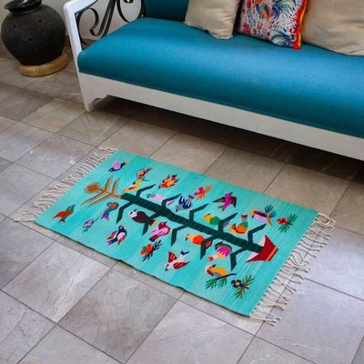 Alternate image for Tree of Life-Themed Hand-Woven Zapotec Wool Area Rug 2x3 Mexican Tree of Life