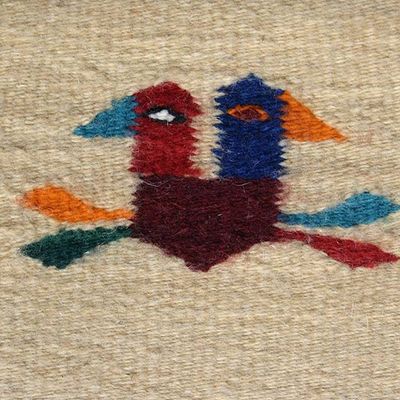 Alternate image for Artisan Crafted Wool Area Rug with Birds 2x3.5 Birds and Corn