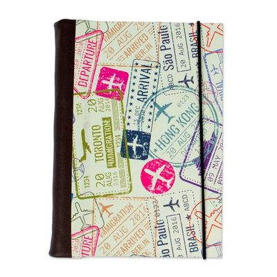 Alternate image for Recycled Paper Handmade Journal with Passport Stamps Passport Stamps