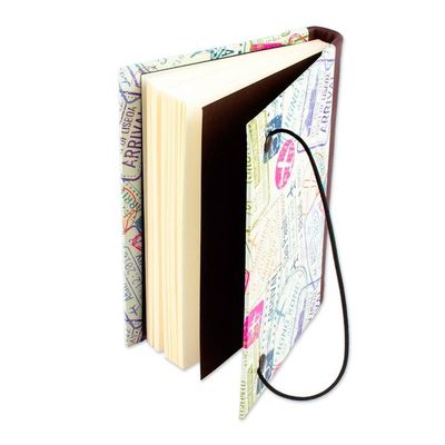 Alternate image for Recycled Paper Handmade Journal with Passport Stamps Passport Stamps
