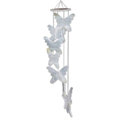 Alternate image for Butterfly-Themed Artisan-Made White Onyx Mobile from Mexico Dawn Butterflies