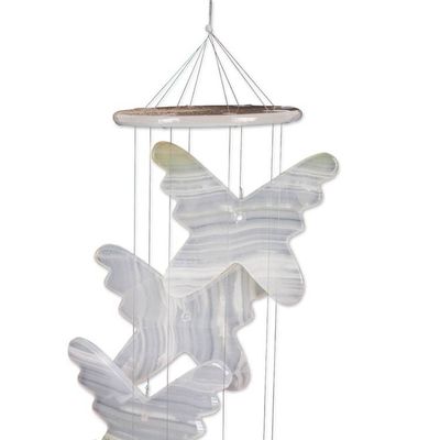 Alternate image for Butterfly-Themed Artisan-Made White Onyx Mobile from Mexico Dawn Butterflies