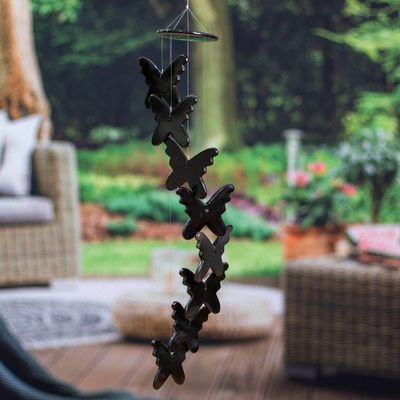 Alternate image for Fantasy-Inspired Hand-Carved Black Onyx Butterfly Mobile Midnight Butterflies