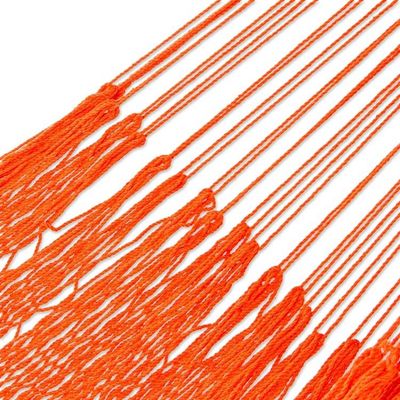 Alternate image for Orange Tasseled Cotton Hammock Single From Mexico Veranda in Orange