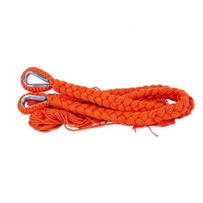 Alternate image for Orange Tasseled Cotton Hammock Single From Mexico Veranda in Orange