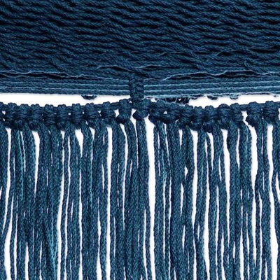 Alternate image for Fringed Navy Cotton Rope Hammock Double From Mexico Yucatan Dreams