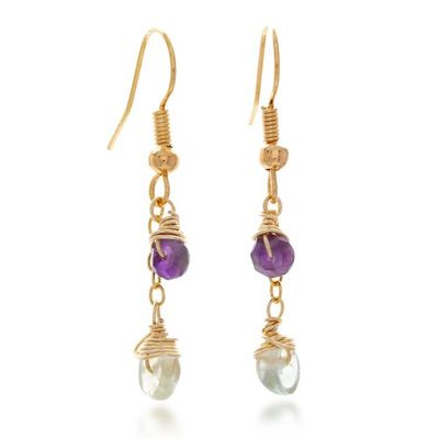Alternate image for Gold-Plated Amethyst Fluorite Rainbow Moonstone Jewelry Set Drops of Sophistication